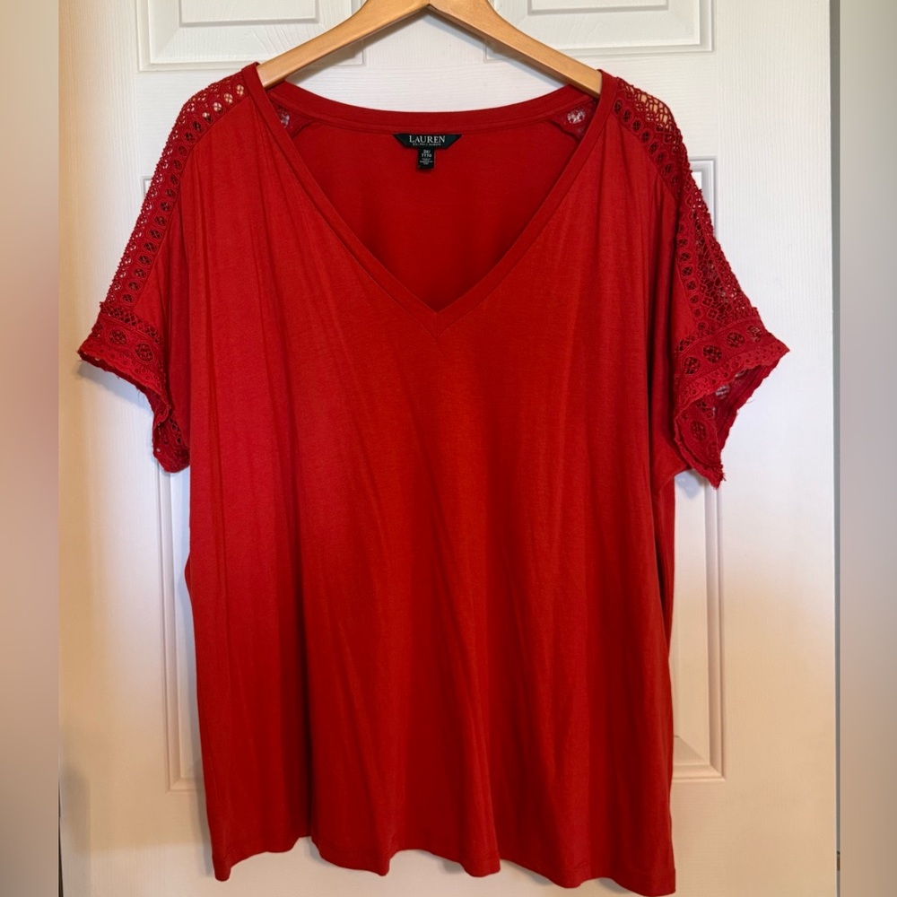 Lauren Ralph Lauren eyelet detail sleeve top